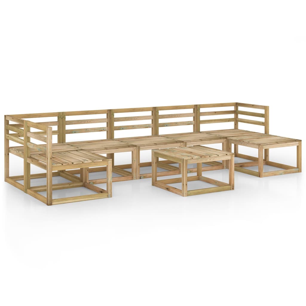 Salon de jardin meuble d'extérieur ensemble de mobilier 8 pièces bois de pin imprégné de vert