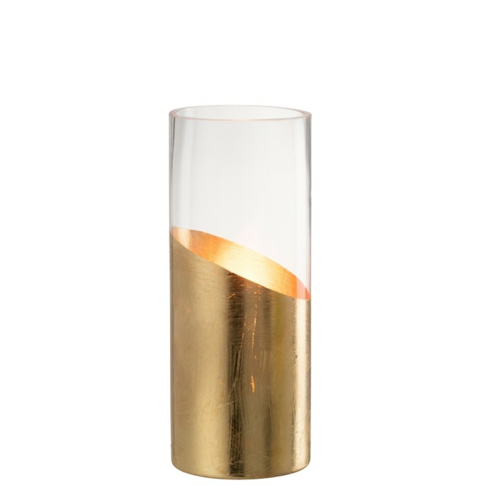 Photophore en verre doré 10x10x25 cm