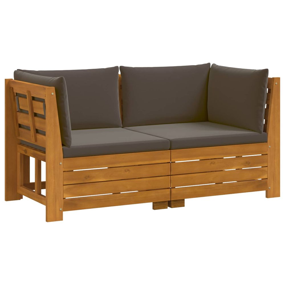 2 pc ensemble de canapés d'extérieur bois d'acacia massif