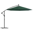 Parasol mobilier de jardin avec éclairage led 300 cm poteau en métal vert