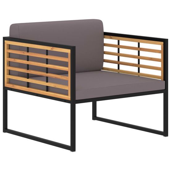 Chaises de jardin et coussins lot de 2 bois d'acacia gris foncé