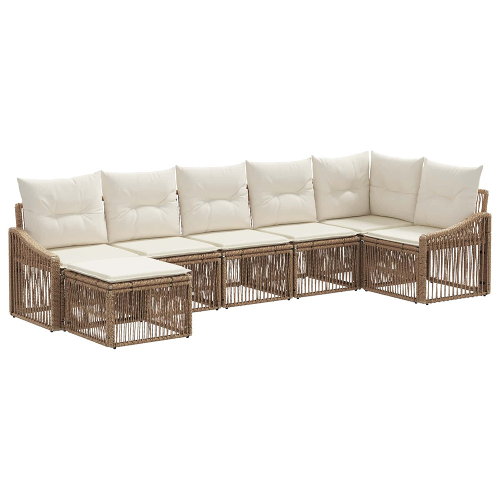 Ensemble de canapé de jardin 7 pcs beige polyrotin
