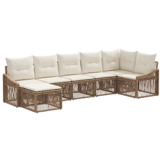 Ensemble de canapé de jardin 7 pcs beige polyrotin