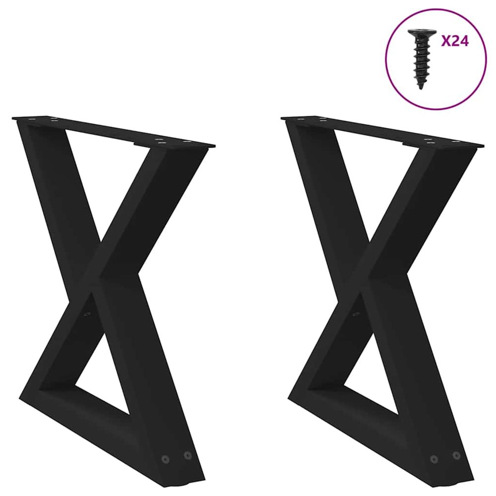 Pieds de table basse 2 pièces noir 50 x (42-43,3) cm acier