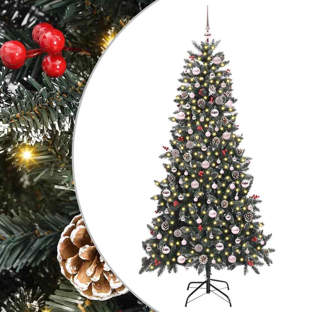 Sapin de noël artificiel vert 240 cm pvc, plastique et acier