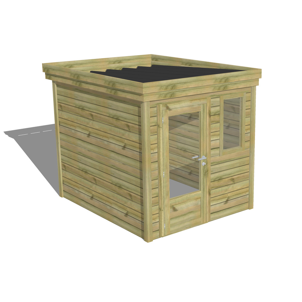 Abri de jardin bois pin traité autoclave 27mm - 2,14x2,64m / 6m2 - bac acier - abri français