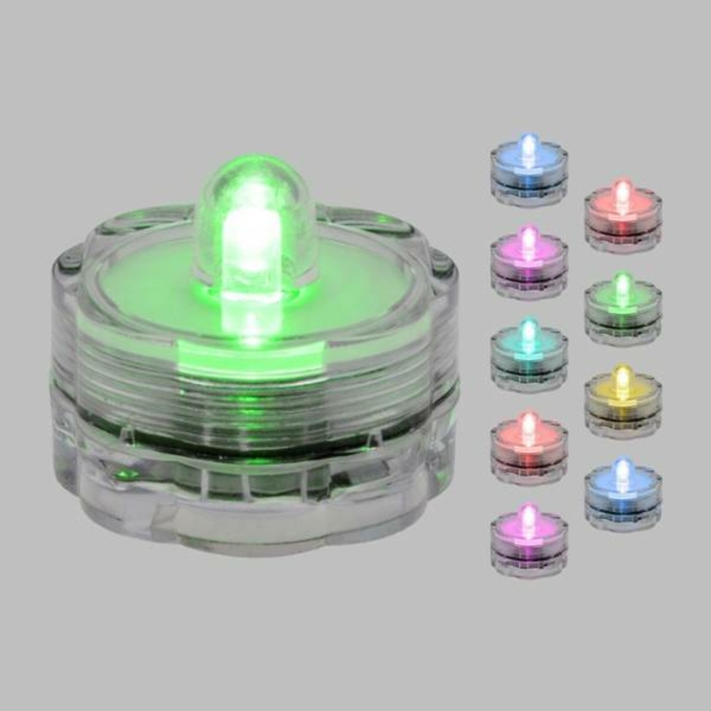 Lot de 10 lampions bougies chauffe-plat led submersible rgb changement de couleur à piles lotti