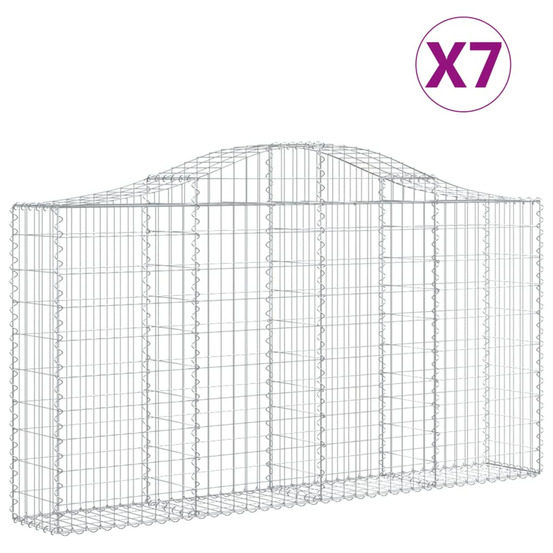 Paniers à gabions arqués 7 pcs 200x30x100/120 cm fer galvanisé