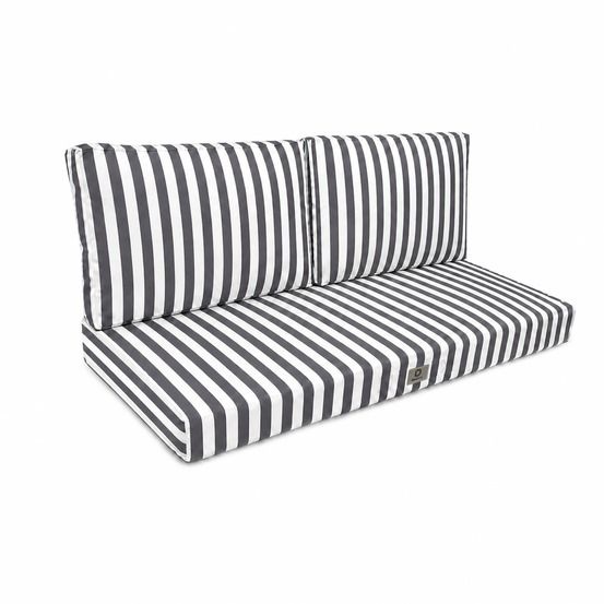 Coussins pour salon de jardin déhoussable 120x60cm rayure gris foncé