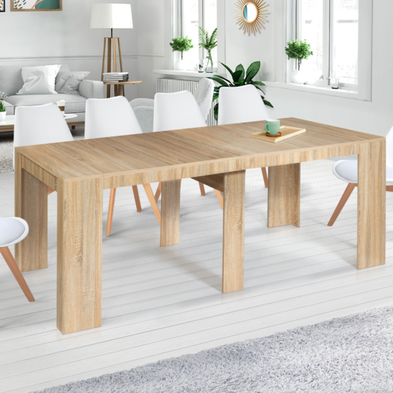 Table console extensible orlando 10 personnes 235 cm bois façon hêtre