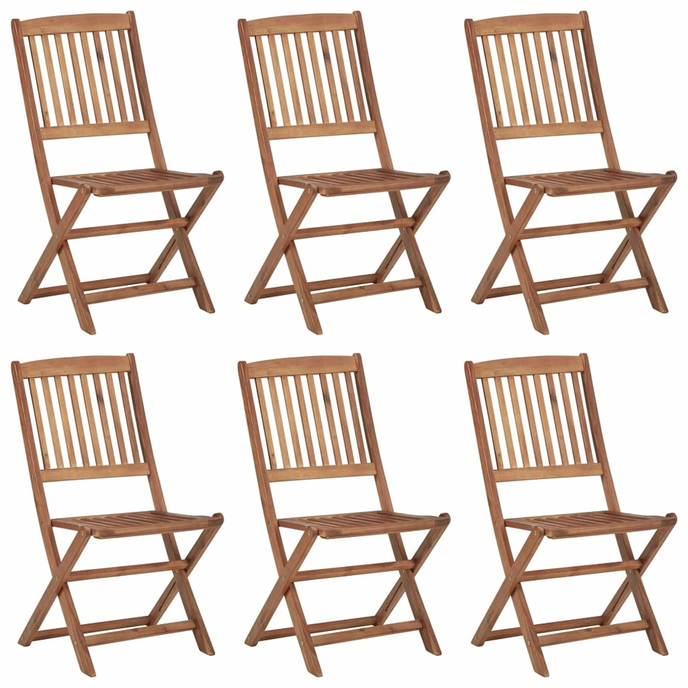 Chaises pliables de jardin lot de 6 avec coussins bois d'acacia