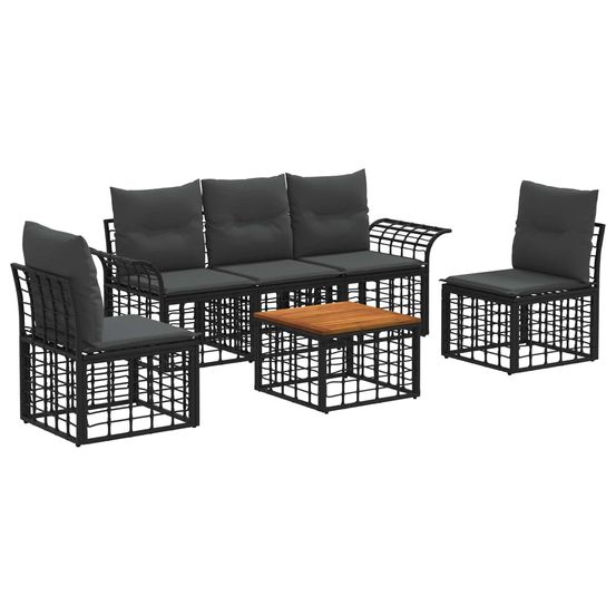 Ensemble de canapés d'extérieur 6 pc noir et gris foncé