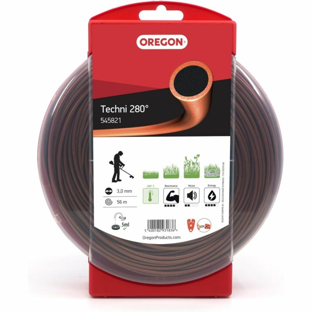 Fil débroussailleuse rond techni 280° marron/noir ø3.0mm/56m oregon 545821