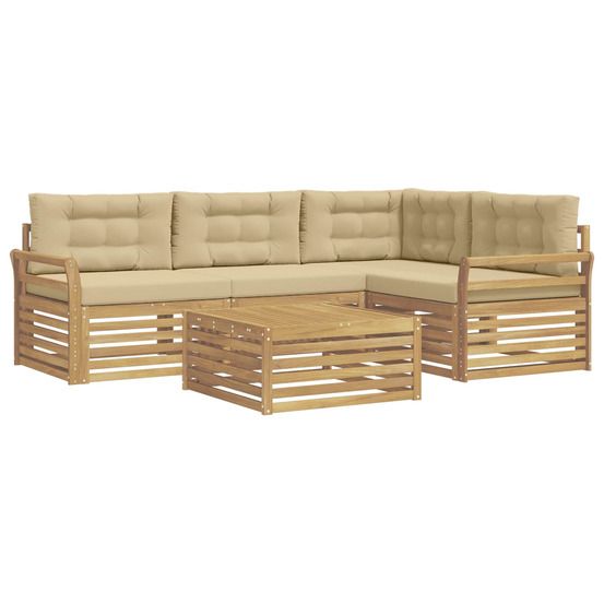 Ensemble de canapés d'extérieur 5 pc blanc et beige polyester