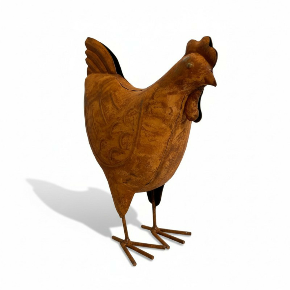 Statuette poule décorative fer rouille 17x7x20cm
