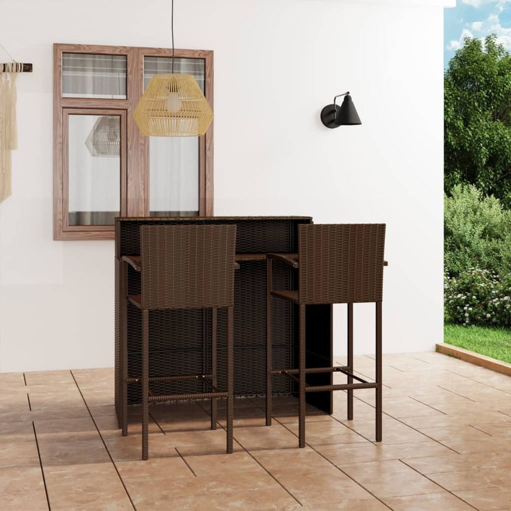 Ensemble de bar de jardin 3 pcs marron