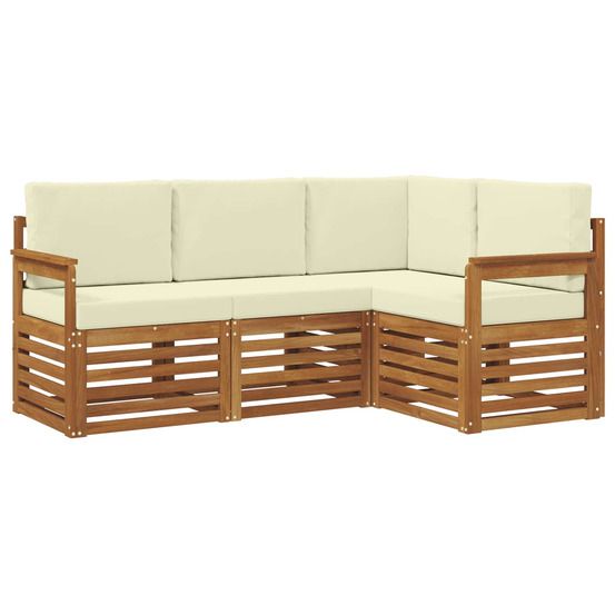 Ensemble de canapés d'extérieur 4 pc naturel et crème polyester