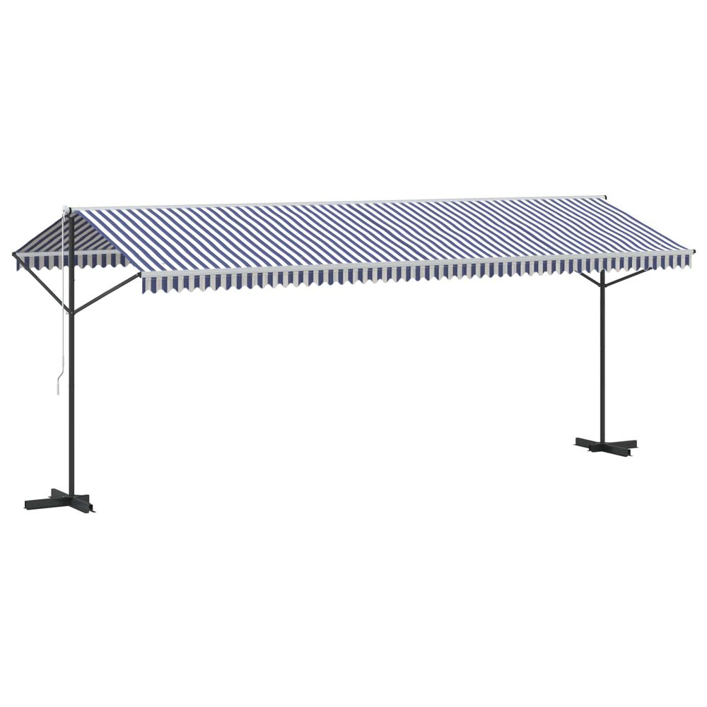 Auvent autoportant bleu et blanc 600x300 cm tissu et acier