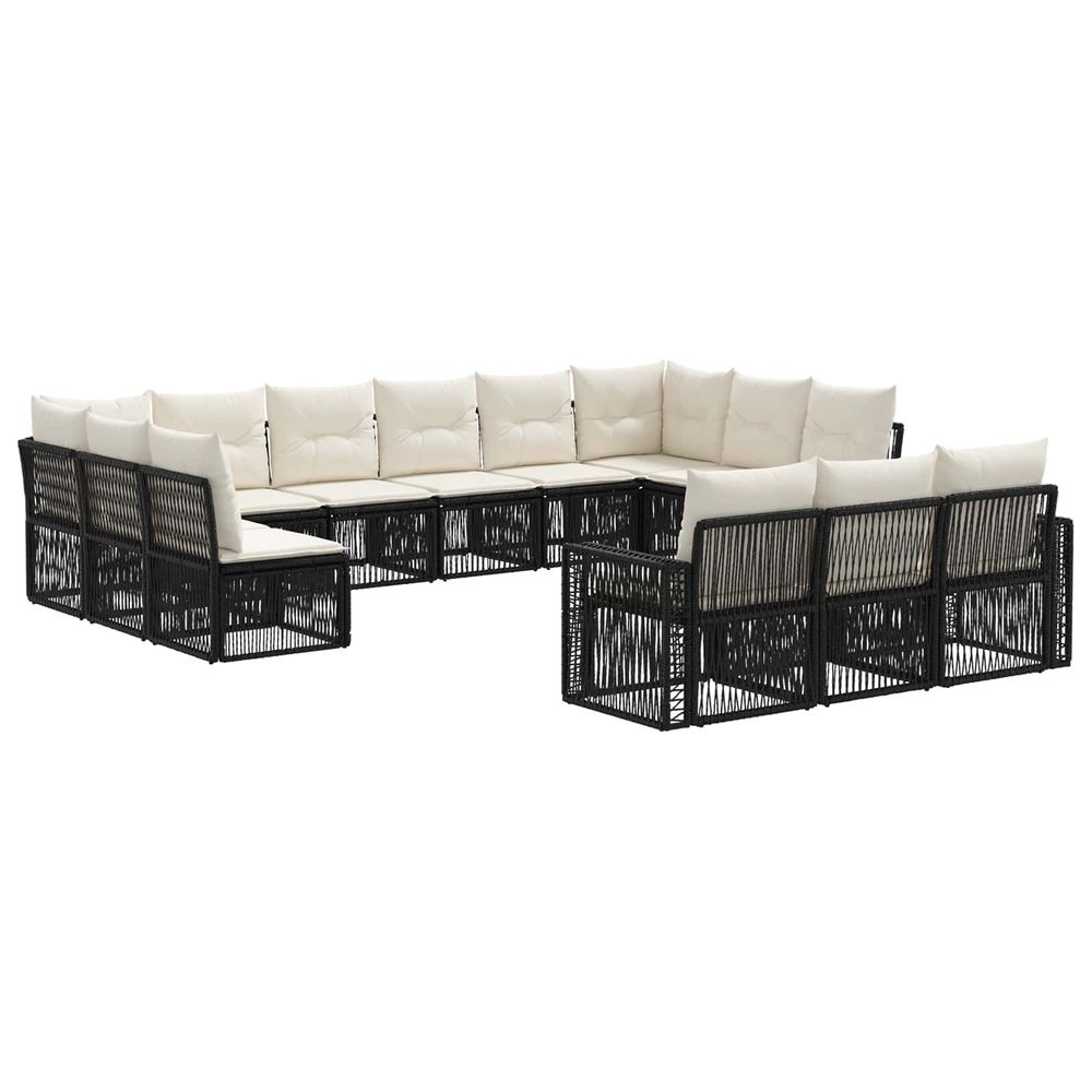 Ensemble de canapé de jardin 13 pc noir et blanc crème