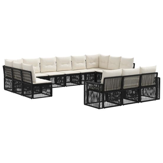Ensemble de canapé de jardin 13 pc noir et blanc crème