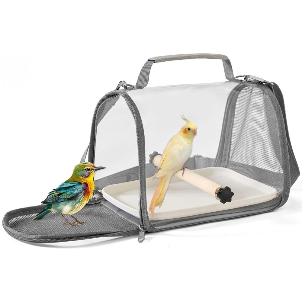 Sac transport oiseau avec bâton et plateau