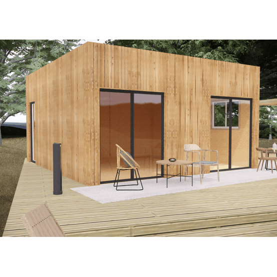 Studio de jardin bien isolé en bois 5,5 x 5,7 x 3,2 m / isolation re2020 avec plancher isolé
