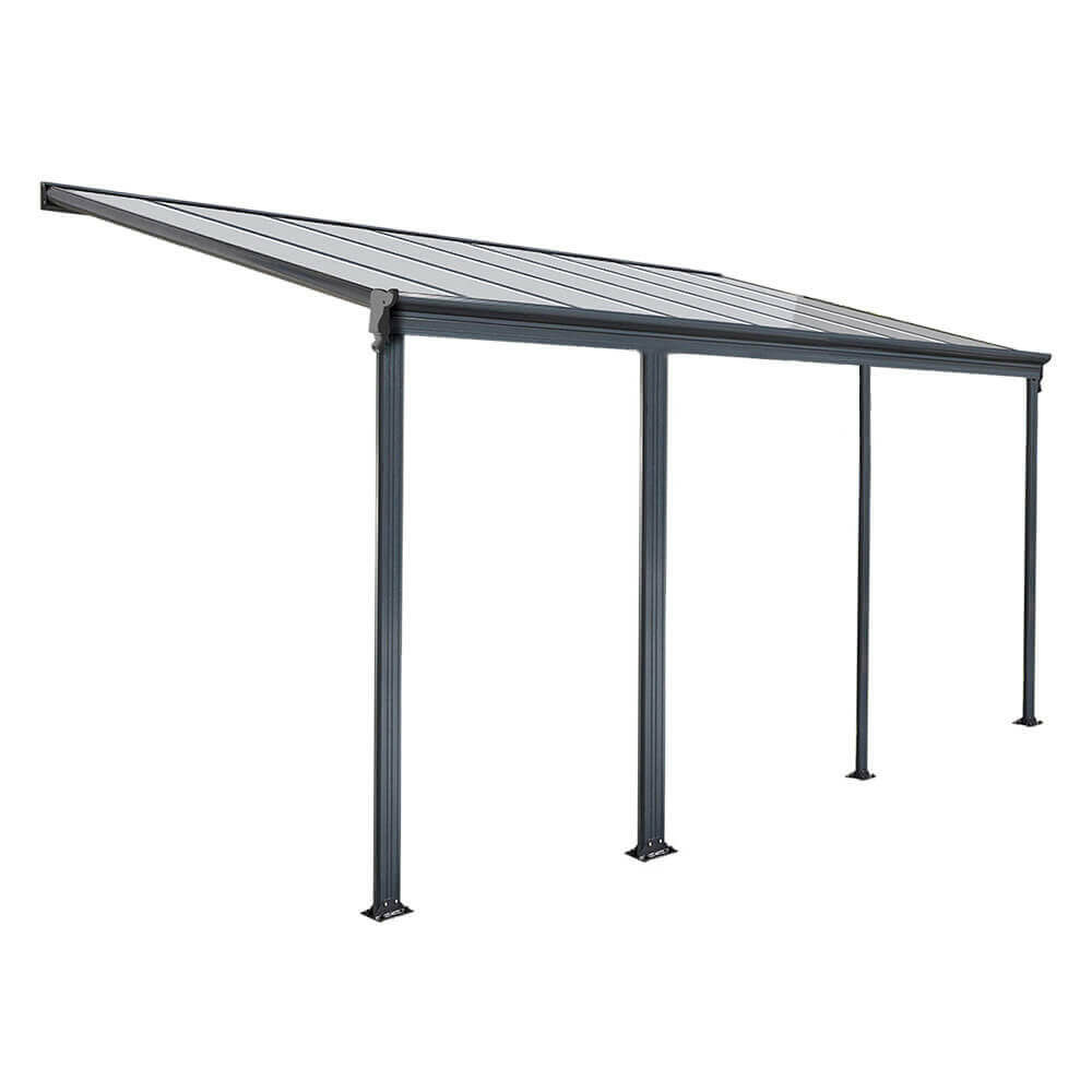 Home deluxe - toit de terrasse solis - gris - l/p/h : 618 / 625 x 303 / 300 x 278 / 226 cm - avec panneaux alvéolaires, matériel de