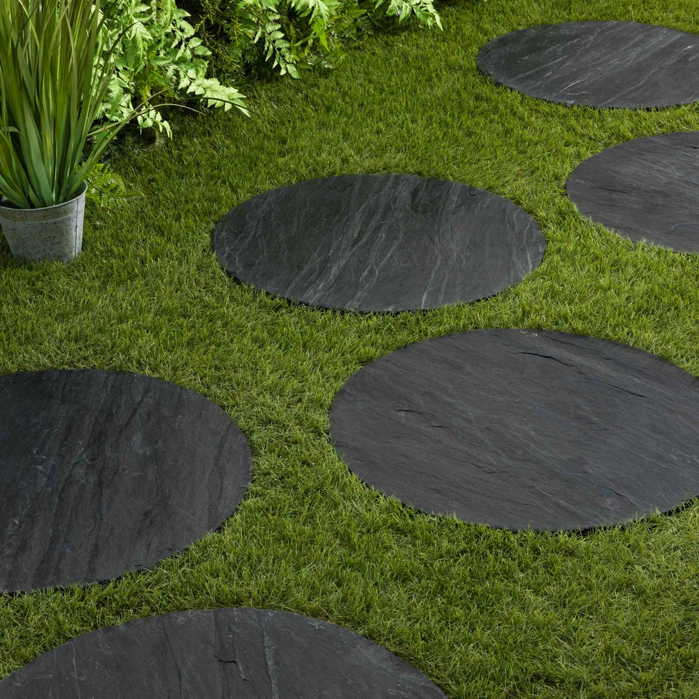 Pas japonais rond ardoise noire d.60x2-3 cm (à l'unité) - ro'ma nature