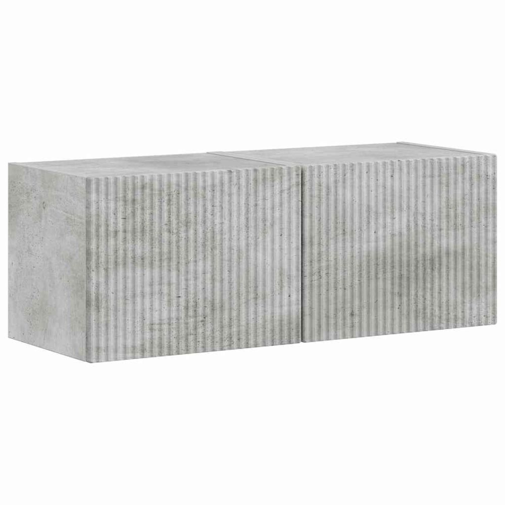 Meuble tv mural 2 pc béton bois d'ingénierie