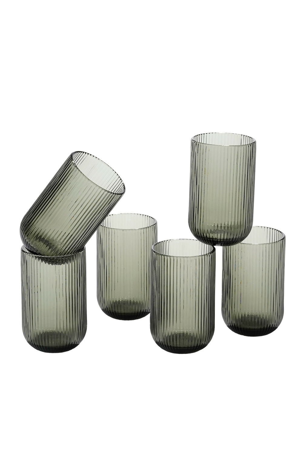 Mica decorations - lot de 6 verres à boire gris 400ml