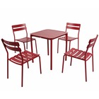 Table de terrasse carrée (70 x 70cm) et 4 chaises rouge foncé