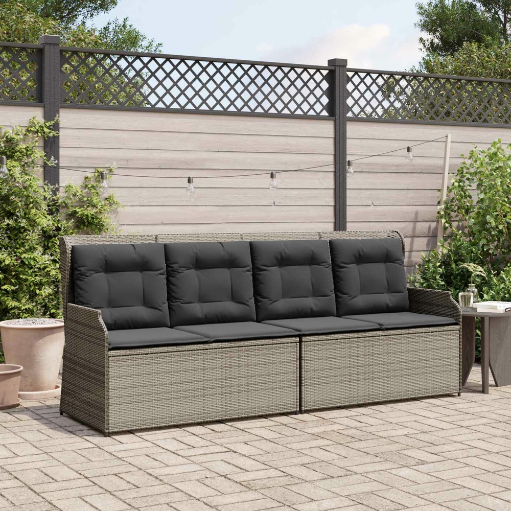 Banc de jardin avec coussin gris polyrotin