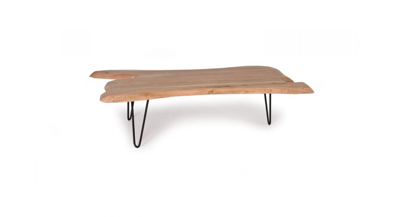Table basse bois, métal marron 140x75x36cm - bois-métal