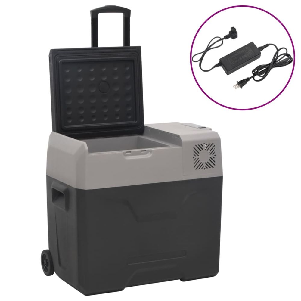 Glacière avec roue et adaptateur noir et gris 50l polypropylène
