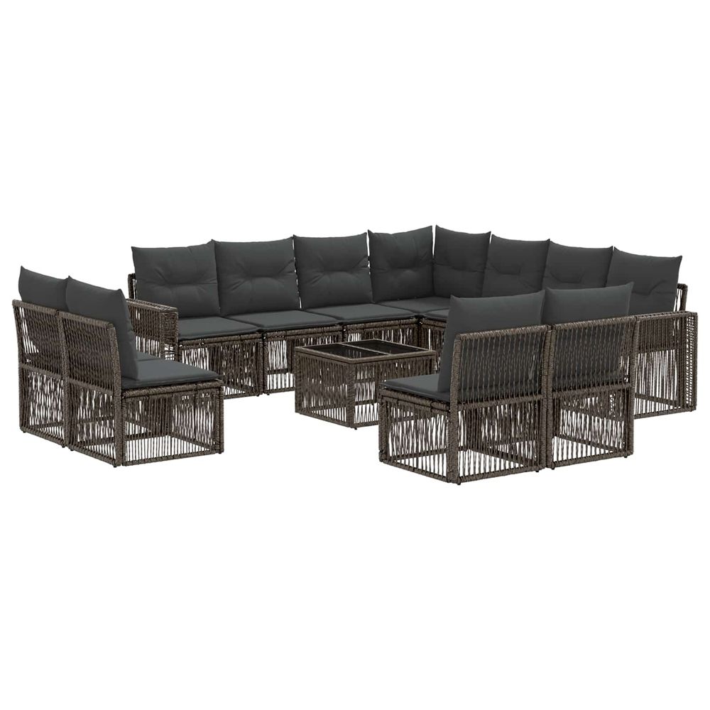 Ensemble de canapé de jardin 12 pc gris et gris foncé polyrotin