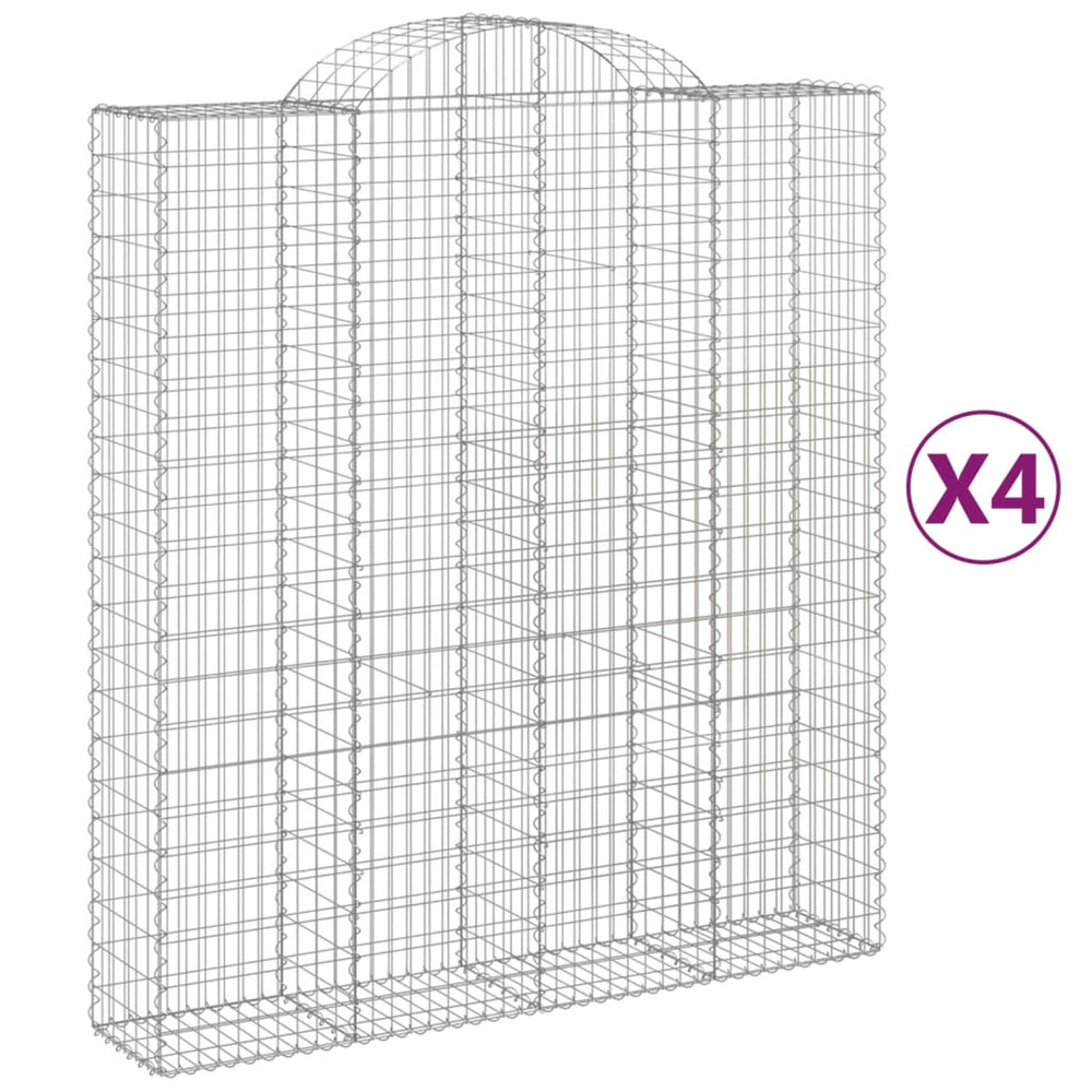 Paniers à gabions arqués 4 pcs 200x50x220/240 cm fer galvanisé