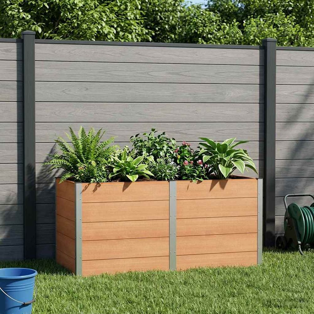 Bac potager grande capacité composite aluminium pour jardin extérieur marron 200x100x91cm
