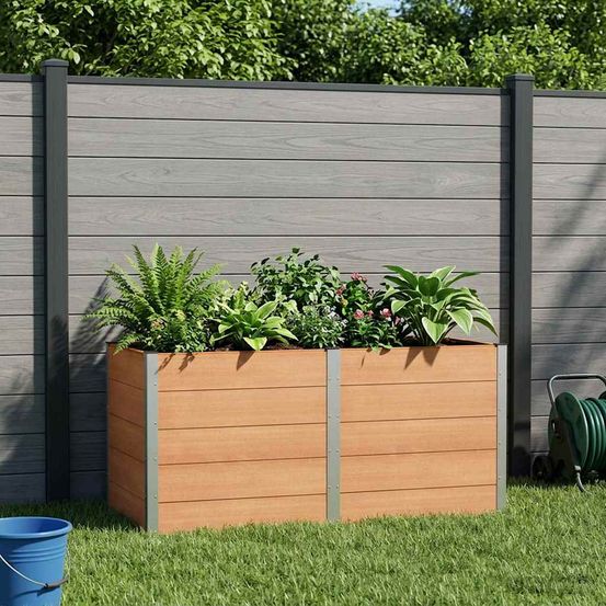 Bac potager grande capacité composite aluminium pour jardin extérieur marron 200x100x91cm