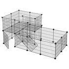 Clôture pour animaux domestiques 2 niveaux enclos modulable pour petits animaux lapins cochon d’inde panneaux grillagés usage