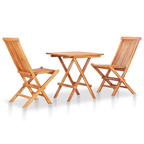 Ensemble de bistro 3 pcs avec coussins anthracite bois de teck