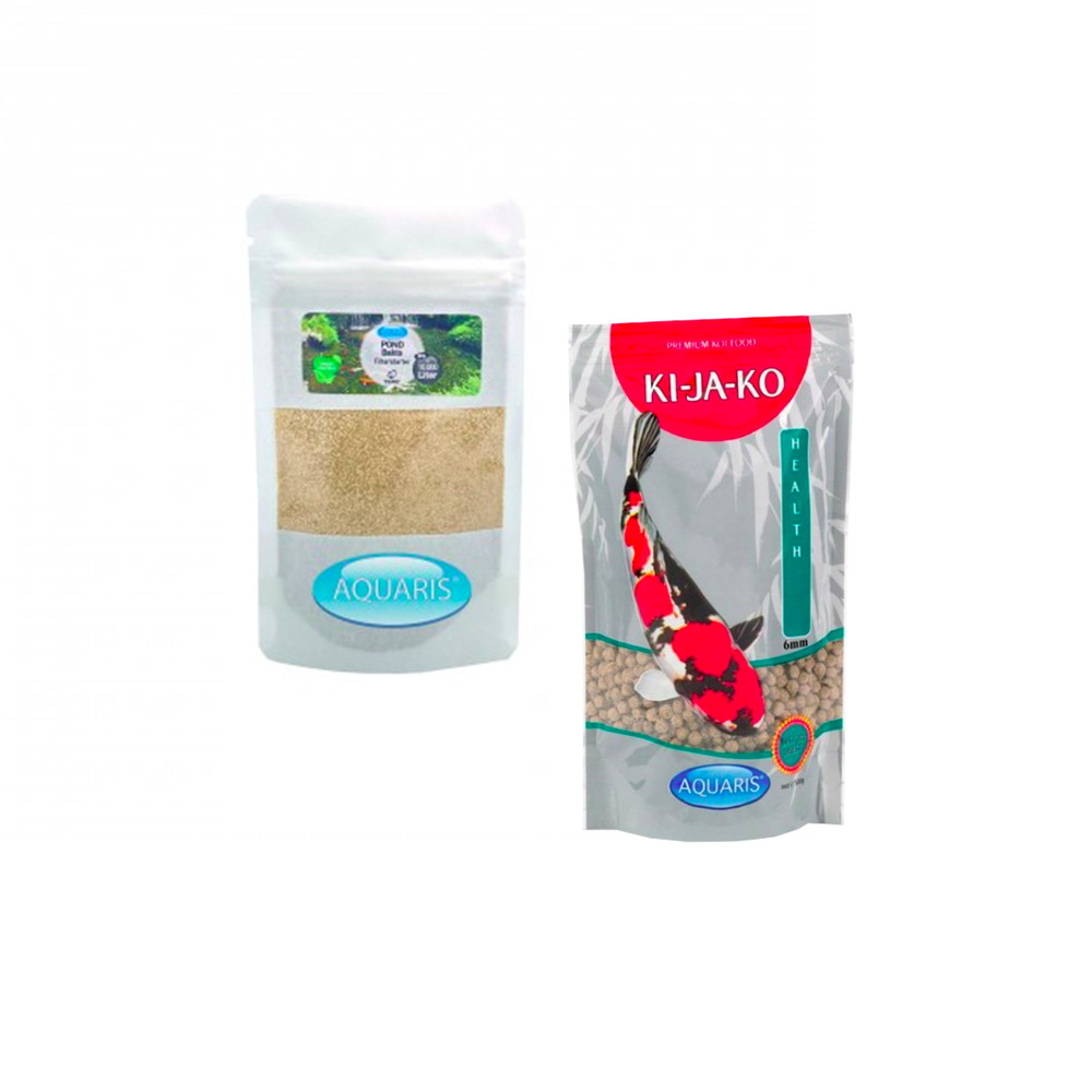 Set avec nourriture pour carpes koï health et produits d’entretien naturels