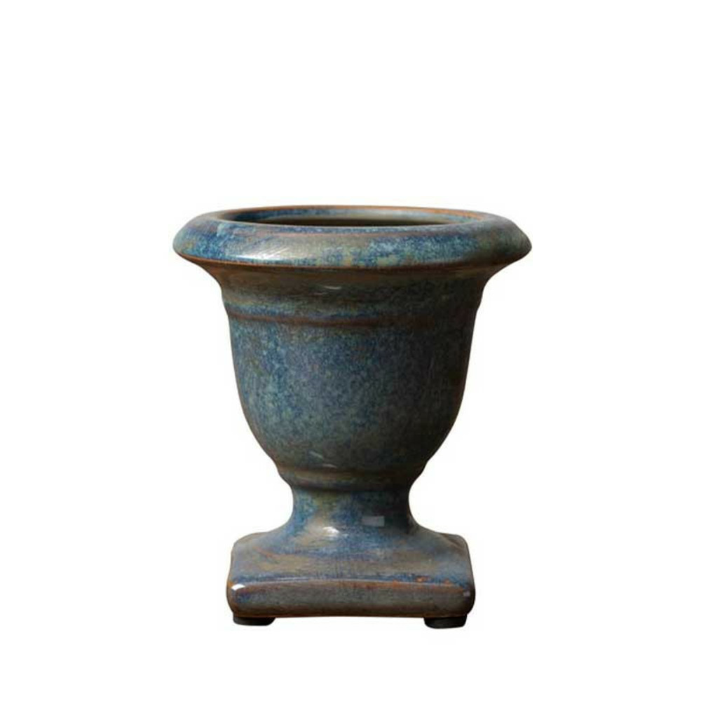 Mini vasque gris bleue en céramique 12x12x12cm