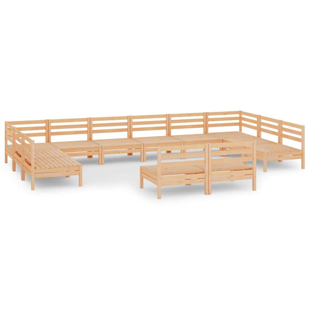 Salon de jardin 12 pcs bois de pin massif