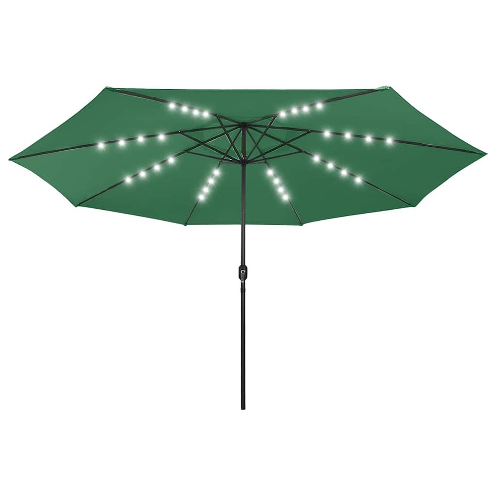Parasol de jardin avec lumières led et mât en métal 400 cm vert
