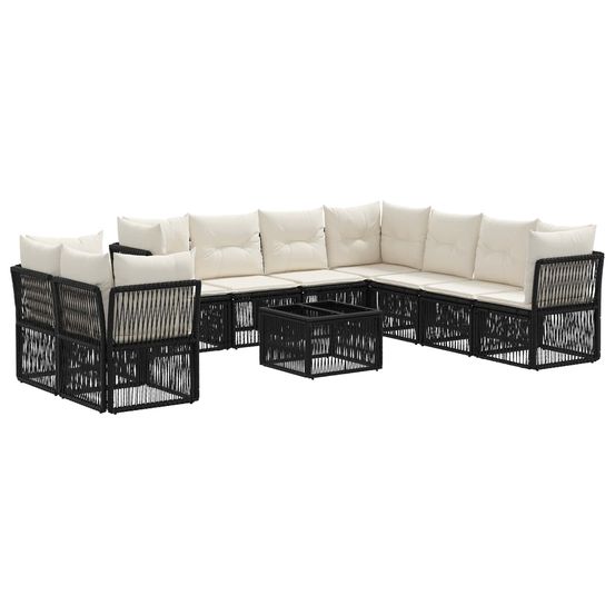 Ensemble de canapé de jardin 10 pc noir polyrotin