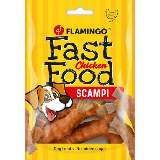 Friandises fast food scampi avec poulet 120 g pour chien