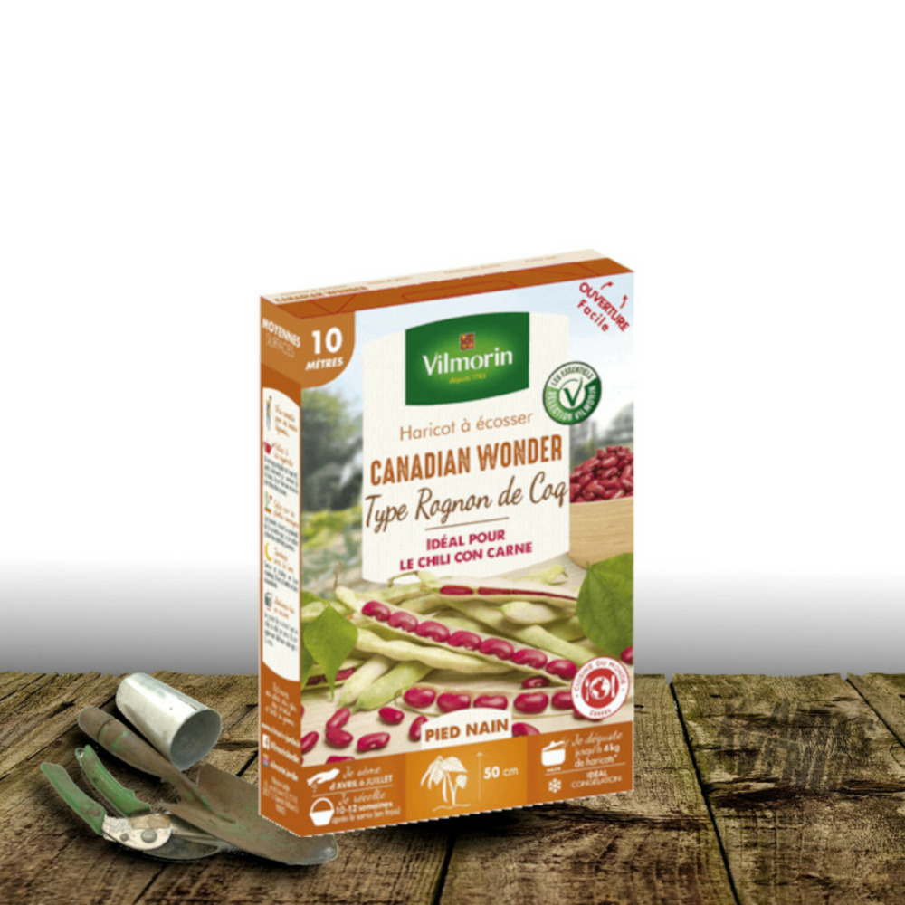 Graines de haricot nain à écosser canadian wonder - vilmorin boite - 10 mètres