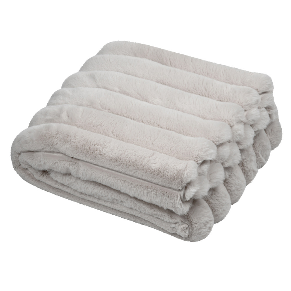 Lovely casa - plaid en fausse fourrure ultra douce à bandes