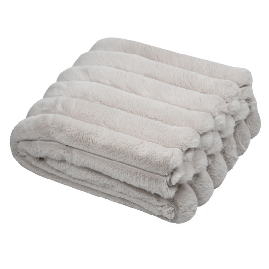 Lovely casa - plaid en fausse fourrure ultra douce à bandes