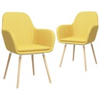 Chaises de salle à manger avec accoudoirs 2 pcs jaune tissu